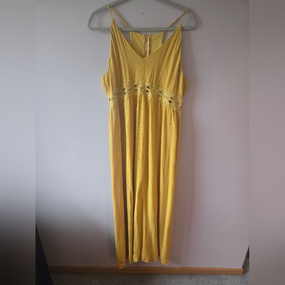 Crystal Doll Yellow Lace Maxi Dress